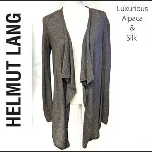 HELMUT LANG Medium Alpaca Silk Blend Gray Taupe Open Cardigan